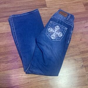 embroidered flared jeans